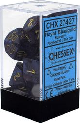 CHESSEX - Dados Poliédricos Scarab Royal Blue/Gold - Gamesmart